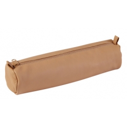 clairefontaine trousse ronde cuir naturel