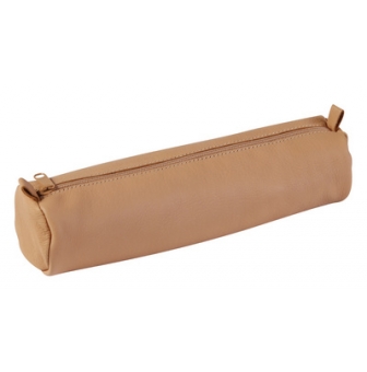 clairefontaine trousse ronde cuir naturel