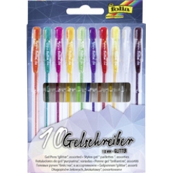 folia stylo gel glitter couleurs assorties etui de 10