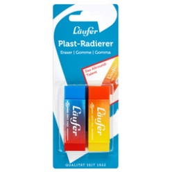 laufer gomme en plastique plast color carte blister de 2