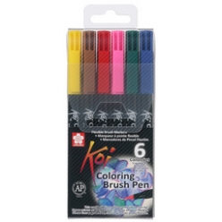 sakura pinselstift koi coloring brush 6er etui grundfarben
