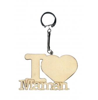 porte cles en bois i love maman