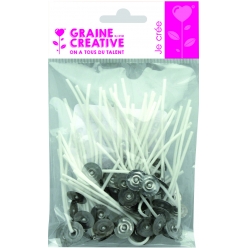 meche sur pied pour bougie 70 mm 50 pieces