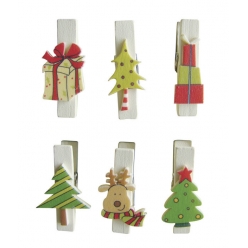 pince a linge magnetique noel 6 pieces