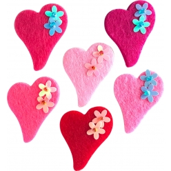 motif adhesif feutrine coeur 6 pieces