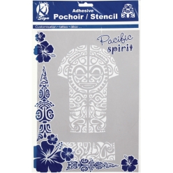 pochoir adhesif pour tissu tiki maori a4