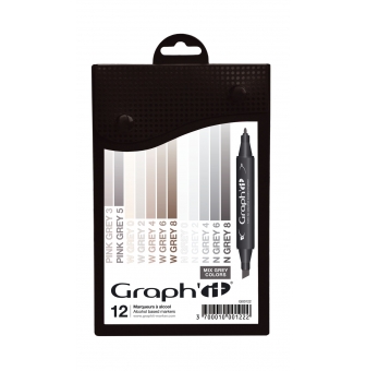 graph it set 12 marqueurs mix grey colors