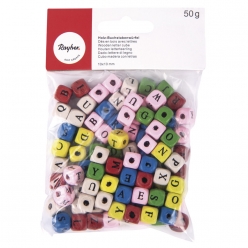 perles carrees en bois avec lettres 50 gr