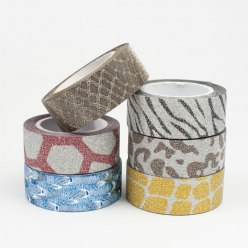 masking tape paillete 15 mm 6 pieces animaux