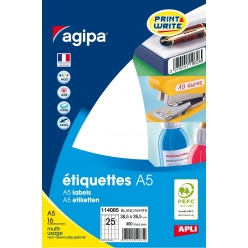 etiquettes blanches 16 feuilles a5 385x265 mm 400 pieces