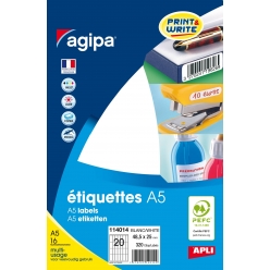 etiquettes blanches 16 feuilles a5 485x25 mm 320 pieces