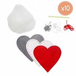 kit 30 coeurs en feutrine 8 cm couleurs assorties