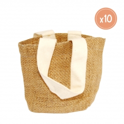 sac pot de fleur en toile de jute x 10