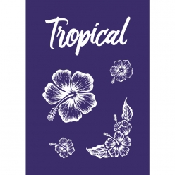 pochoir autocollant special textile a5 hibiscus spatule