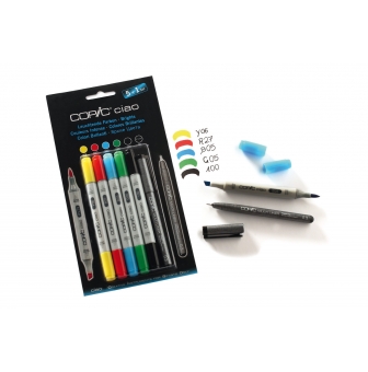 set copic ciao 51 5 couleurs vives 1 multiliner