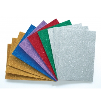 mousse pailletee adhesive  lot 10 planches 21x275 cm a4 assorties