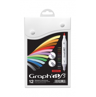 set 12 marqueurs  essential graph it brush et extra fine