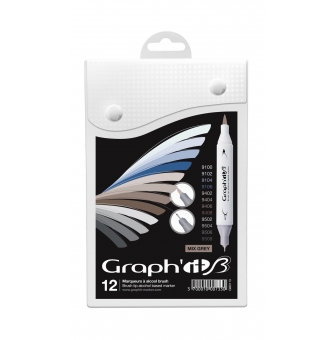 set 12 marqueurs mix greys graph it brush et extra fine