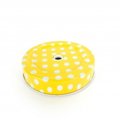 couvercle vert a pois blanc perce