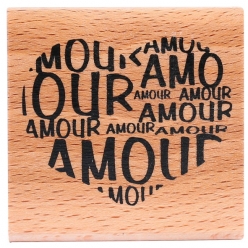 tampon en bois mariage coeur amour