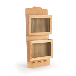 vide poche mural 2 cases en bois