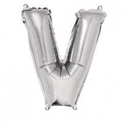 ballon en aluminium lettre v argente 40cm
