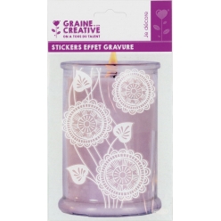 sticker pour verre effet gravure fleur dentelle