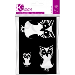 pochoir adhesif chouettes 12x18 cm