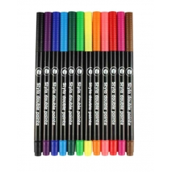stylos feutre double pointe fine et pinceau 12 pieces