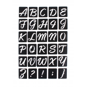 pochoir adhesif alphabet script 14x20 cm