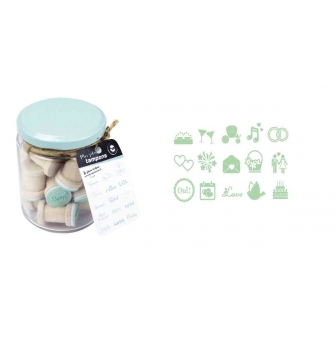 tampon en bois mariage 18 cm bocal 15 pieces