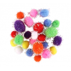 pompons pailletes glitter 15 a 22 cm assortiment x25
