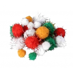 pompons metallises 15 a 35 cm assortiment 72 pieces