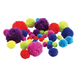 pompons s m l de 15 a 55 cm assortiment 45 pieces