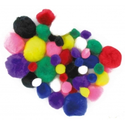 pompons couleurs vives 15 a 35 cm assortiment 48 pieces