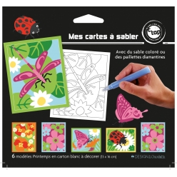 cartes sable ou pailleter 13 x 16 cm printemps x 6 pieces