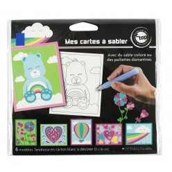 cartes sable ou pailleter 13 x 16 cm tendresse x 6 pieces