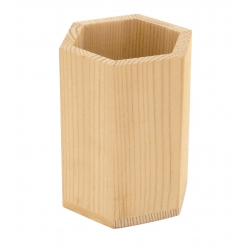 pot a crayons en bois hexagonal diam 8 cm haut 10 cm