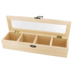 boite a thetisane en bois 4 compartiments 32 x 9 x 55 cm