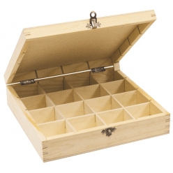boite rangement en bois 16 compartiments 25 x 25 x 65 cm