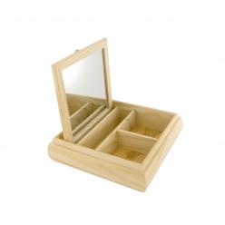coffret en bois avec miroir 20 x 20 x 5 cm