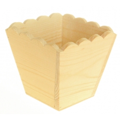 cache pot en bois bords ondules 11 x 11 x 10 cm