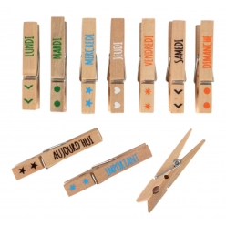 pinces en bois fantaisie jours de la semaine 5 cm 10 pieces