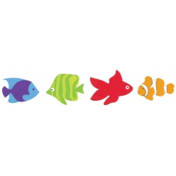 embellissement en bois peint poissons 25 a 45 cm 8 pieces
