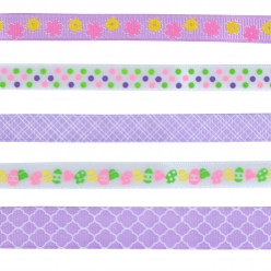 ruban imprime printemps violet 90 cm 5 pieces