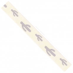 ruban imprime en coton cactus gris 15 cm 2 m