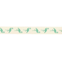 ruban imprime en coton flamant vert 15 cm 2 m