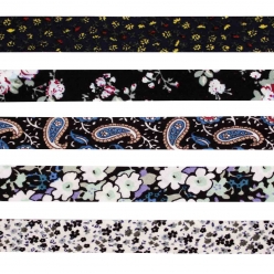 biais coton 1 cm x 1 m fleurs noir blanc 5 pieces