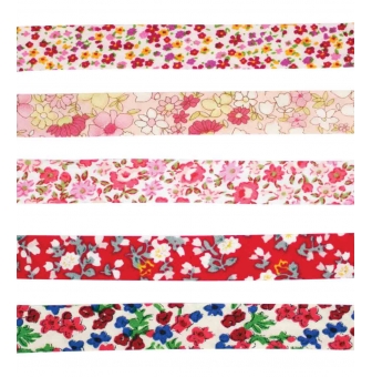 biais coton 1 cm x 1 m fleurs liberty 5 pieces