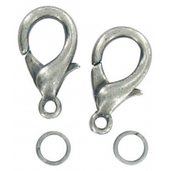 fermoir mousqueton 18 mm argente 5 pieces